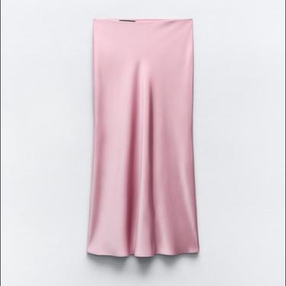 NWT Zara satin effect pink midi skirt size small | SOLD OUT - Picture 2 of 2